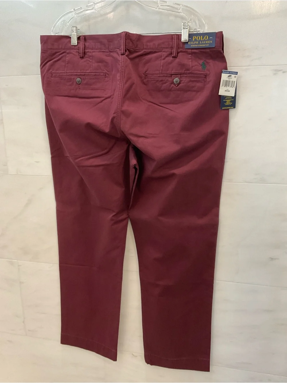 POLO Ralph Lauren BURGUNDY WINE Stretch Straight Fit Chino Pants size 38-30 T80